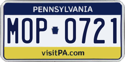 PA license plate MOP0721