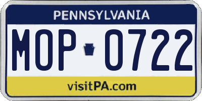 PA license plate MOP0722