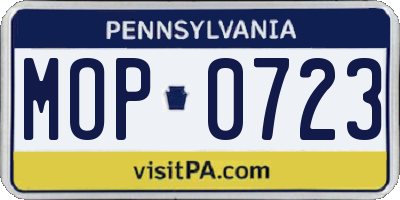 PA license plate MOP0723