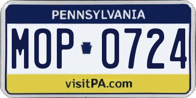 PA license plate MOP0724