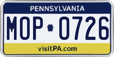 PA license plate MOP0726