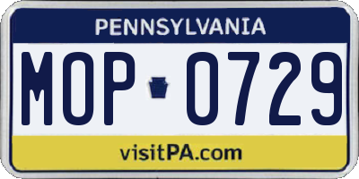 PA license plate MOP0729