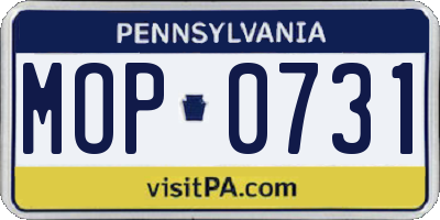 PA license plate MOP0731