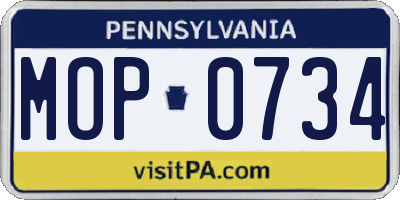 PA license plate MOP0734