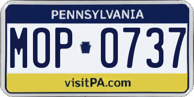 PA license plate MOP0737
