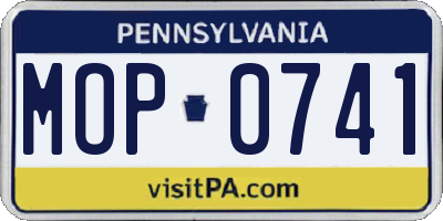PA license plate MOP0741
