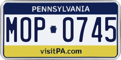 PA license plate MOP0745