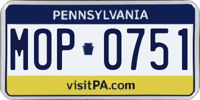 PA license plate MOP0751