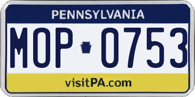 PA license plate MOP0753