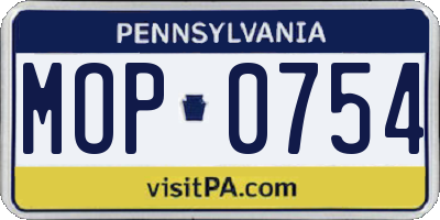 PA license plate MOP0754
