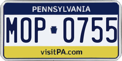 PA license plate MOP0755