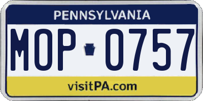 PA license plate MOP0757