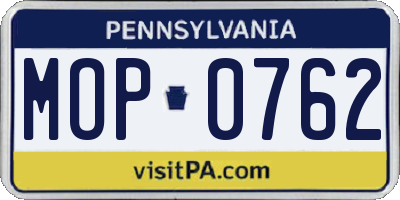 PA license plate MOP0762