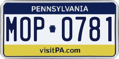 PA license plate MOP0781
