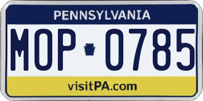 PA license plate MOP0785