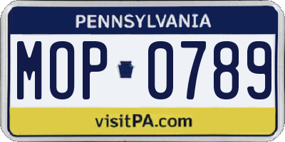 PA license plate MOP0789