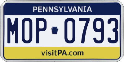 PA license plate MOP0793