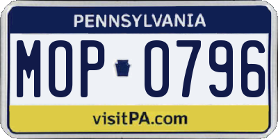PA license plate MOP0796