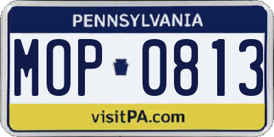 PA license plate MOP0813