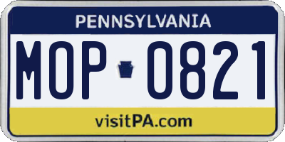 PA license plate MOP0821