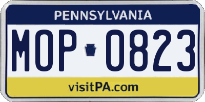 PA license plate MOP0823