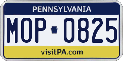 PA license plate MOP0825