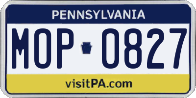 PA license plate MOP0827