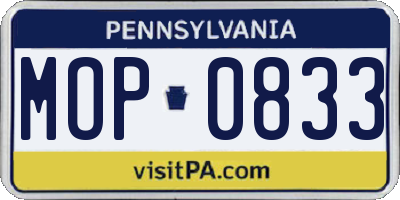 PA license plate MOP0833