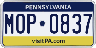 PA license plate MOP0837