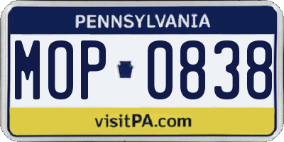 PA license plate MOP0838