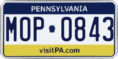 PA license plate MOP0843