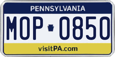 PA license plate MOP0850