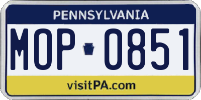 PA license plate MOP0851