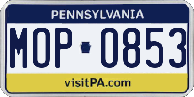 PA license plate MOP0853