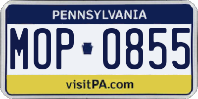 PA license plate MOP0855