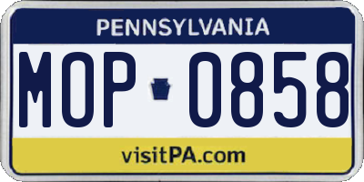 PA license plate MOP0858