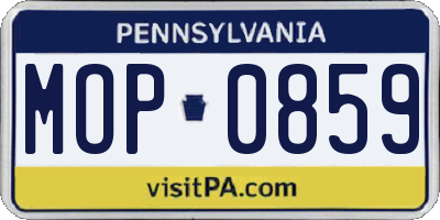 PA license plate MOP0859