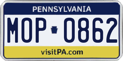 PA license plate MOP0862