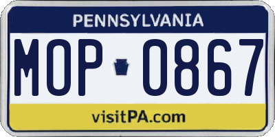 PA license plate MOP0867
