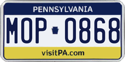 PA license plate MOP0868