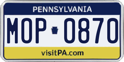 PA license plate MOP0870