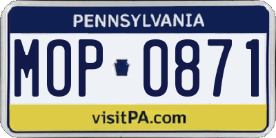 PA license plate MOP0871