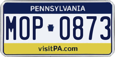 PA license plate MOP0873