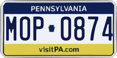 PA license plate MOP0874