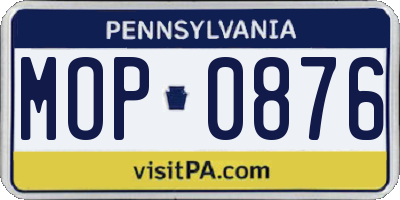 PA license plate MOP0876