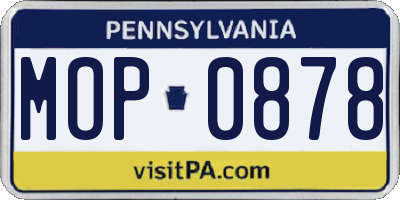 PA license plate MOP0878