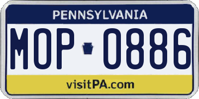 PA license plate MOP0886