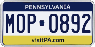 PA license plate MOP0892