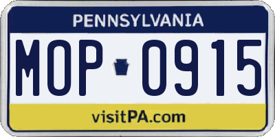 PA license plate MOP0915