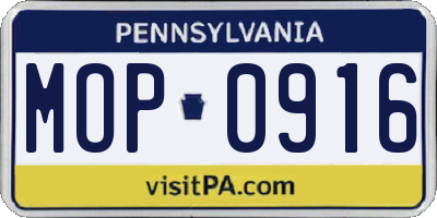 PA license plate MOP0916